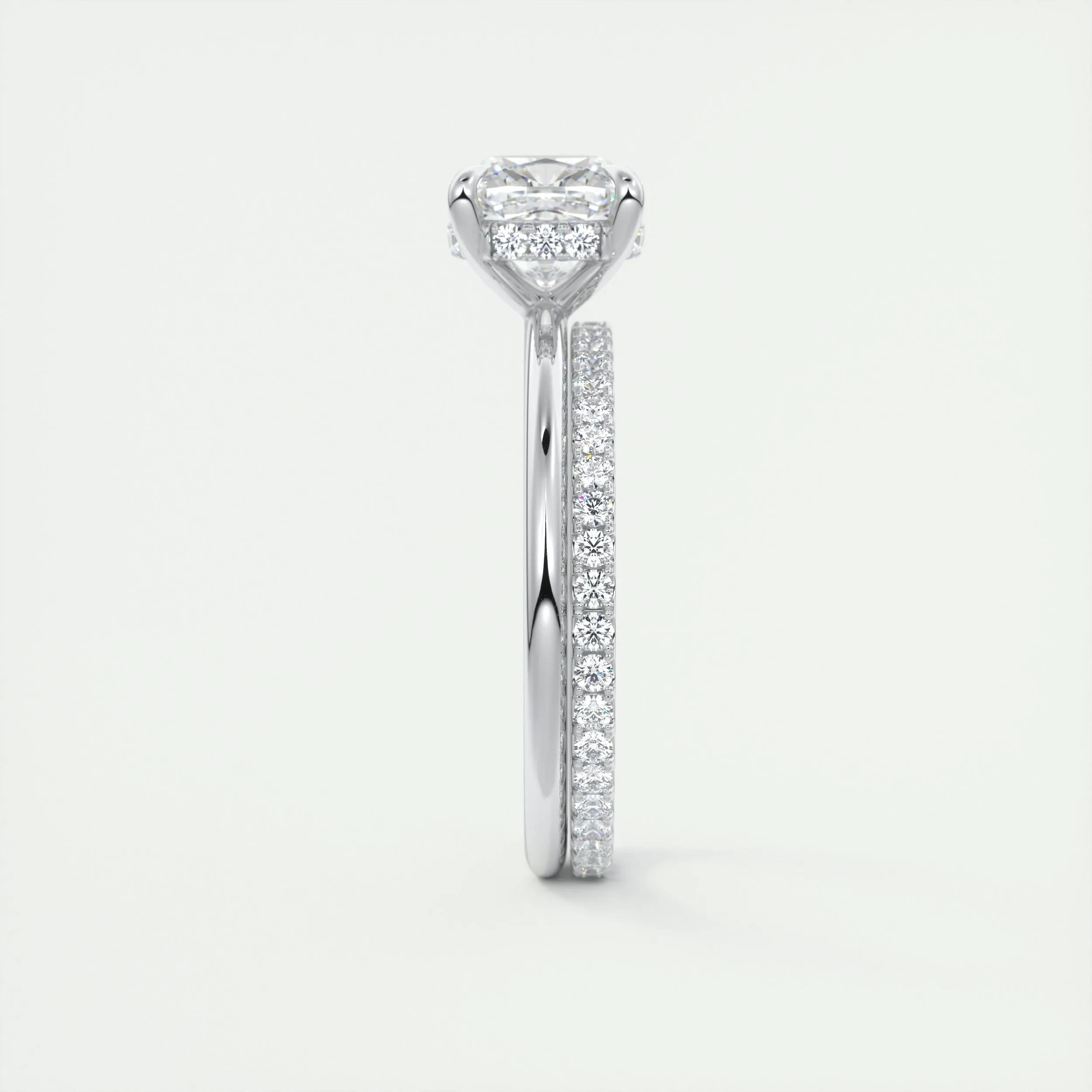 2.15 CT Cushion Hidden Halo Moissanite Engagement Ring 5