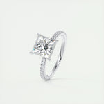 2.08 CT Princess Cut Pave Moissanite Engagement Ring 4