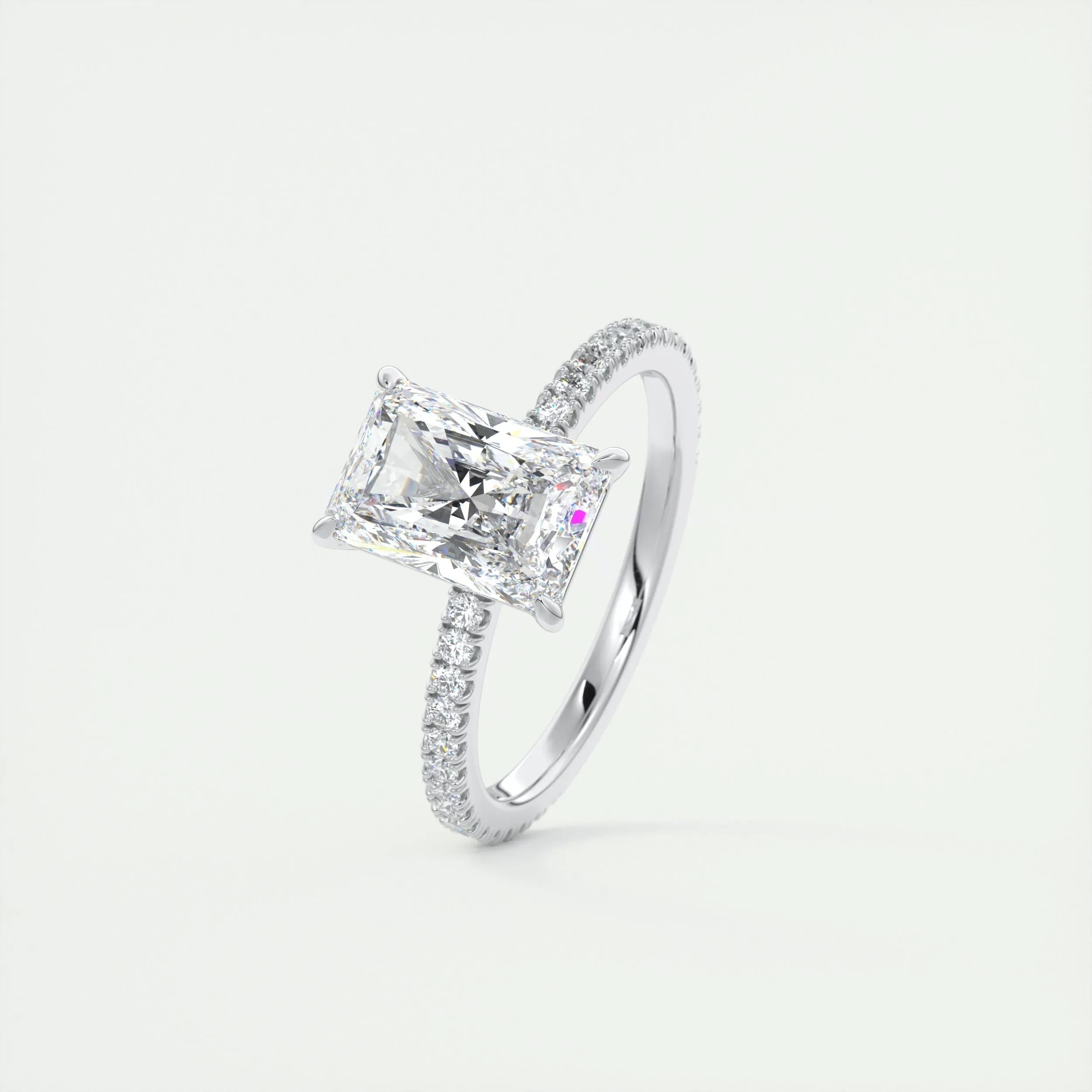 2.10 CT Radiant Cut Pave Style Moissanite Engagement Ring 5