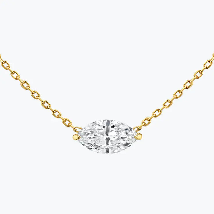 0.25-1.0ct Marquise Cut Solitaire Moissanite Diamond Necklace 2