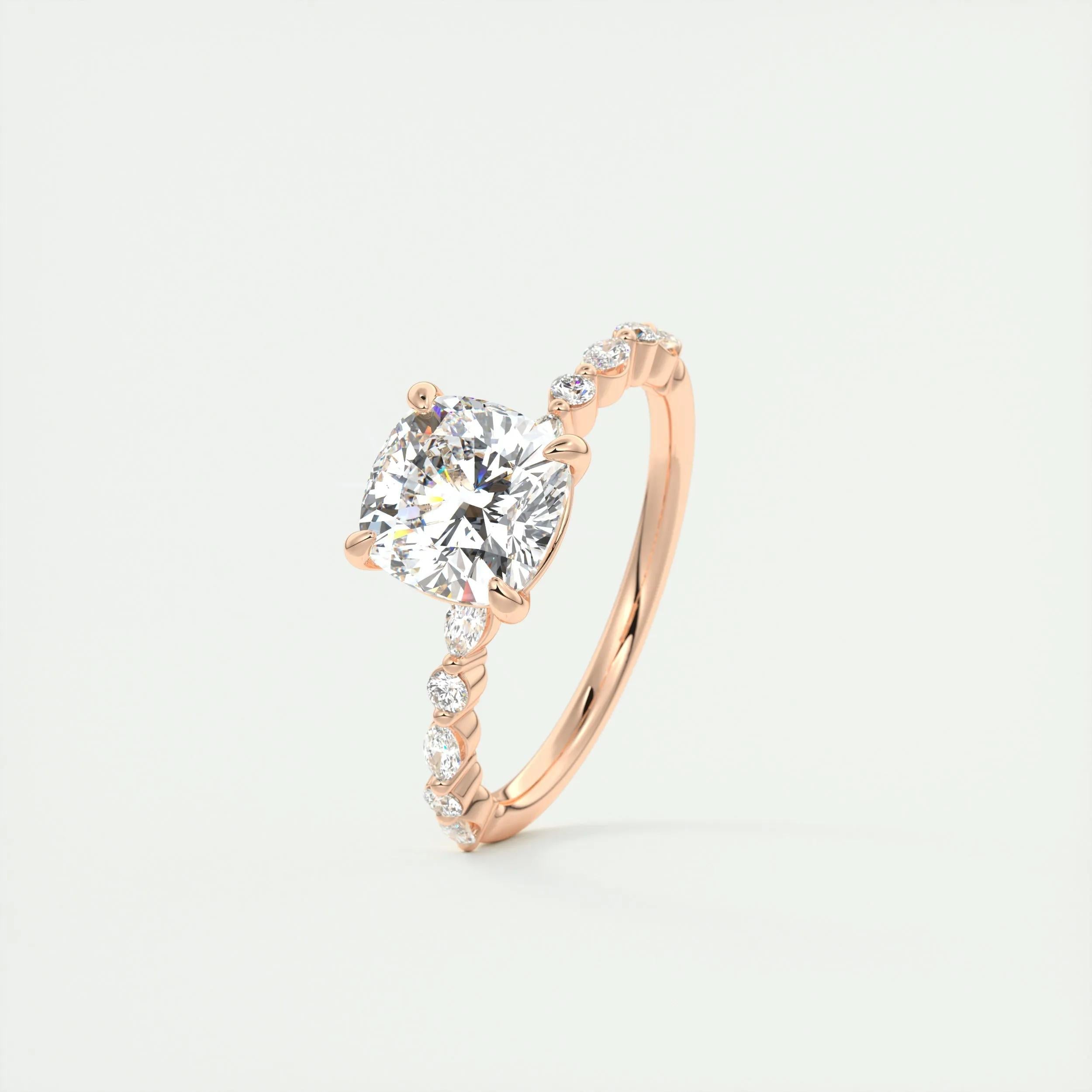 2.15 CT Cushion Cut Pave Moissanite Engagement Ring 18