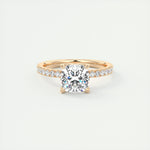 2.15 CT Cushion Cut Solitaire Pave Moissanite Engagement Ring 15