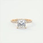 2.08 CT Princess Cut Pave Moissanite Engagement Ring 15