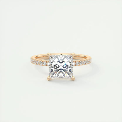 2.08 CT Princess Cut Pave Moissanite Engagement Ring 15