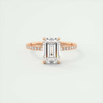 1.91 CT Emerald Cut Pave Moissanite Engagement Ring 15