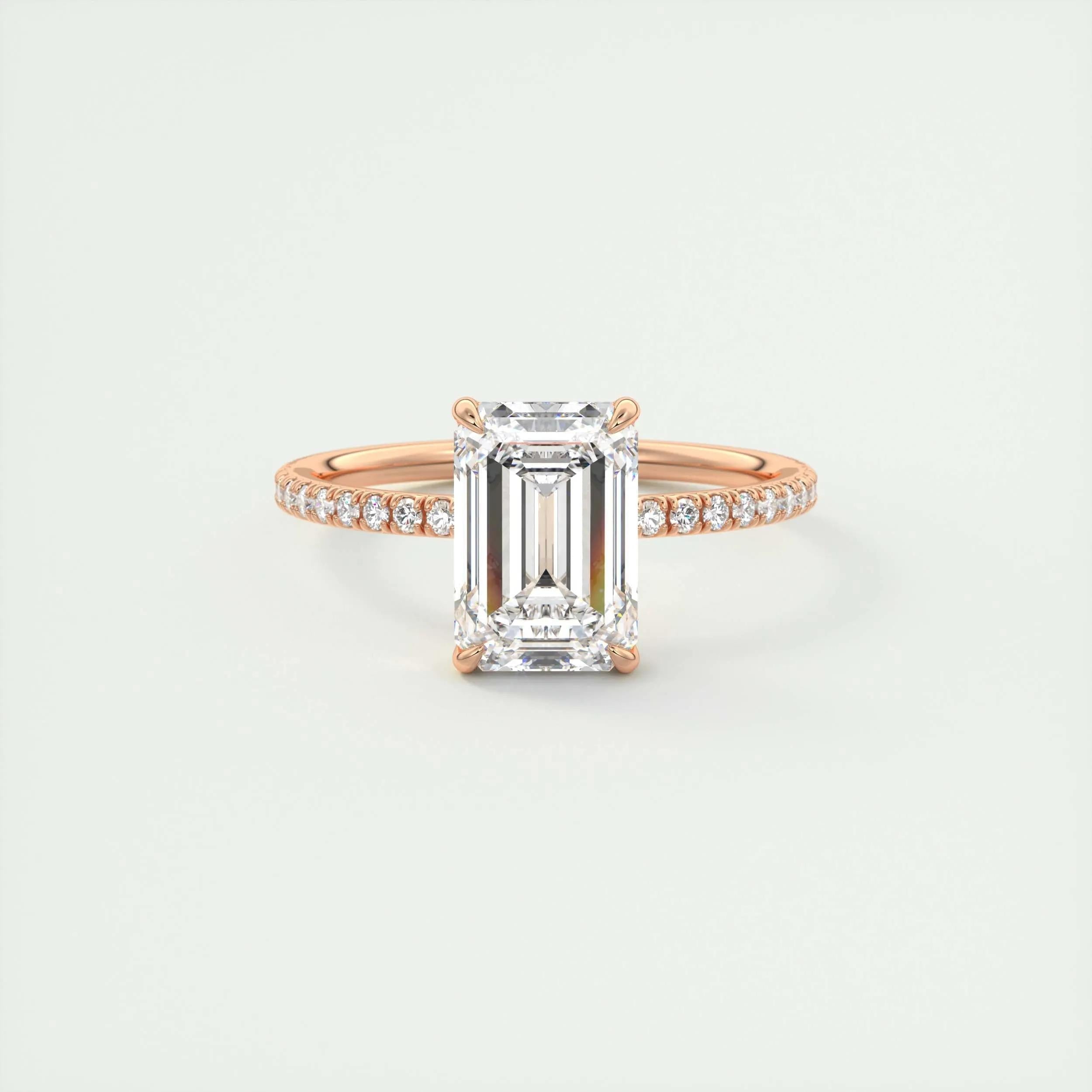 1.91 CT Emerald Cut Pave Moissanite Engagement Ring 15