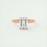 1.91 CT Emerald Cut Solitaire Pave Moissanite Engagement Ring 15