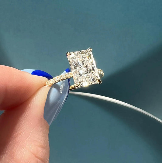 2.10 CT Radiant Cut Pave Style Moissanite Engagement Ring 2