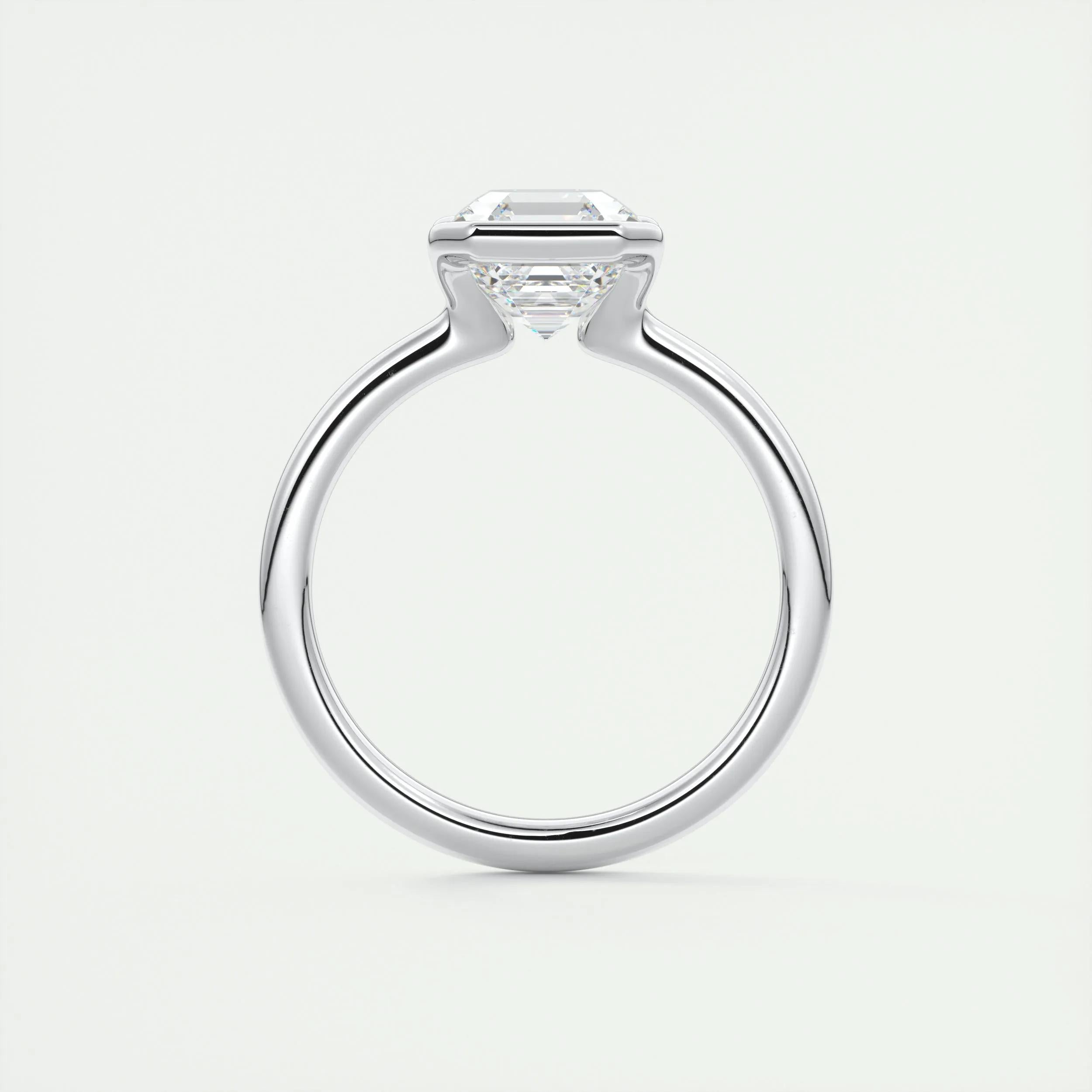 2.03 CT Asscher Half Bezel Solitaire Moissanite Engagement Ring 8