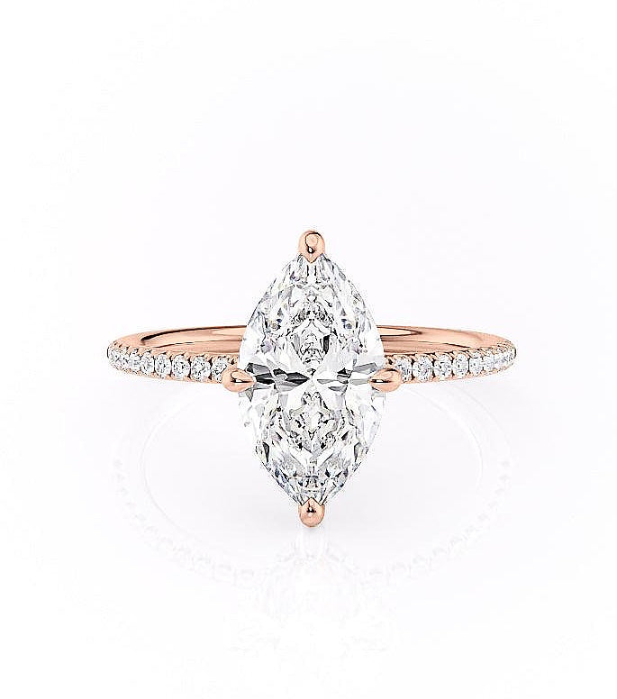 
                  
                    1.58 CT Marquise Cut Hidden Halo Pave Setting Moissanite Engagement Ring 12
                  
                