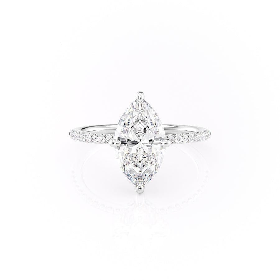 1.58 CT Marquise Cut Hidden Halo Pave Setting Moissanite Engagement Ring 1