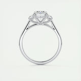 1.91 CT Emerald Cut Three Stone Moissanite Engagement Ring 8