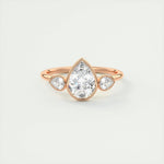 1.33 CT Pear Bezel 3 Stone Moissanite Engagement Ring 14