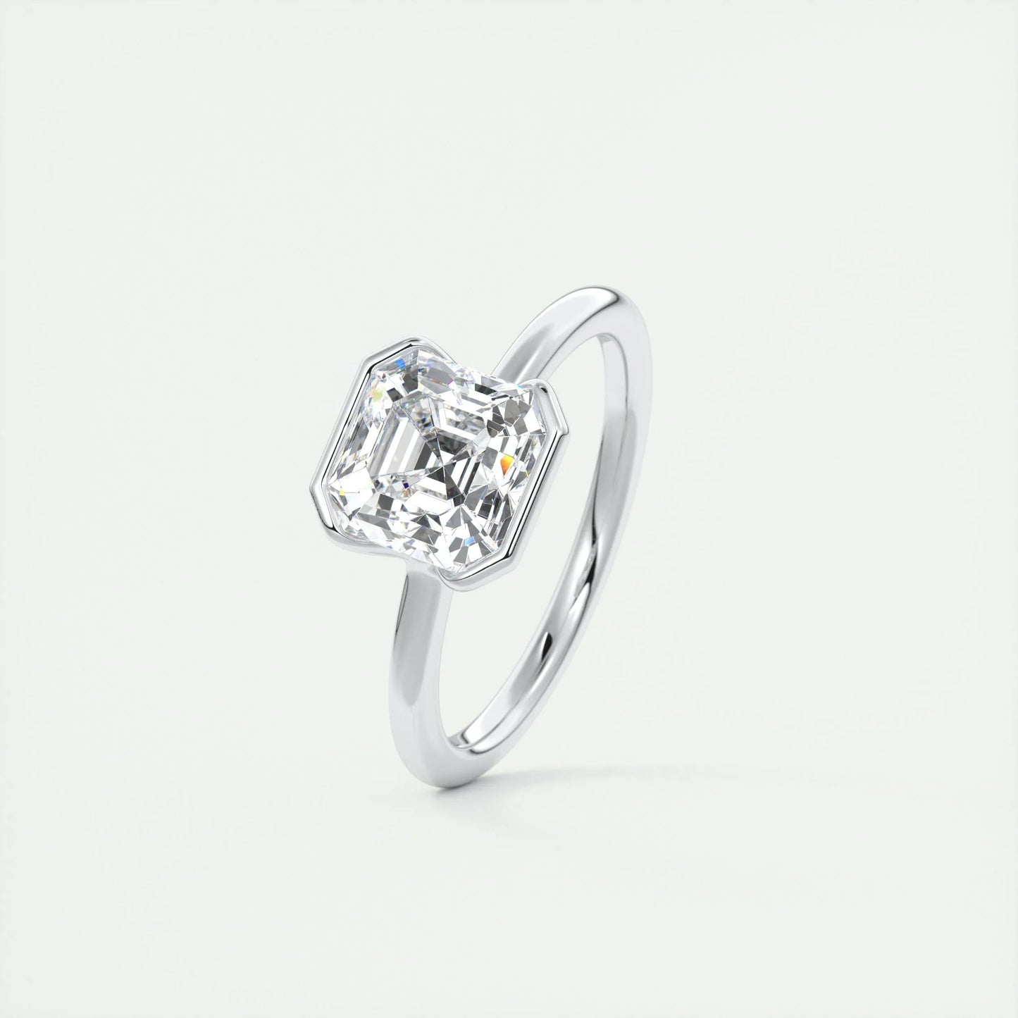 
                  
                    2.03 CT Asscher Half Bezel Solitaire Moissanite Engagement Ring 5
                  
                