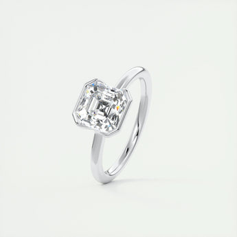 2.03 CT Asscher Half Bezel Solitaire Moissanite Engagement Ring 5