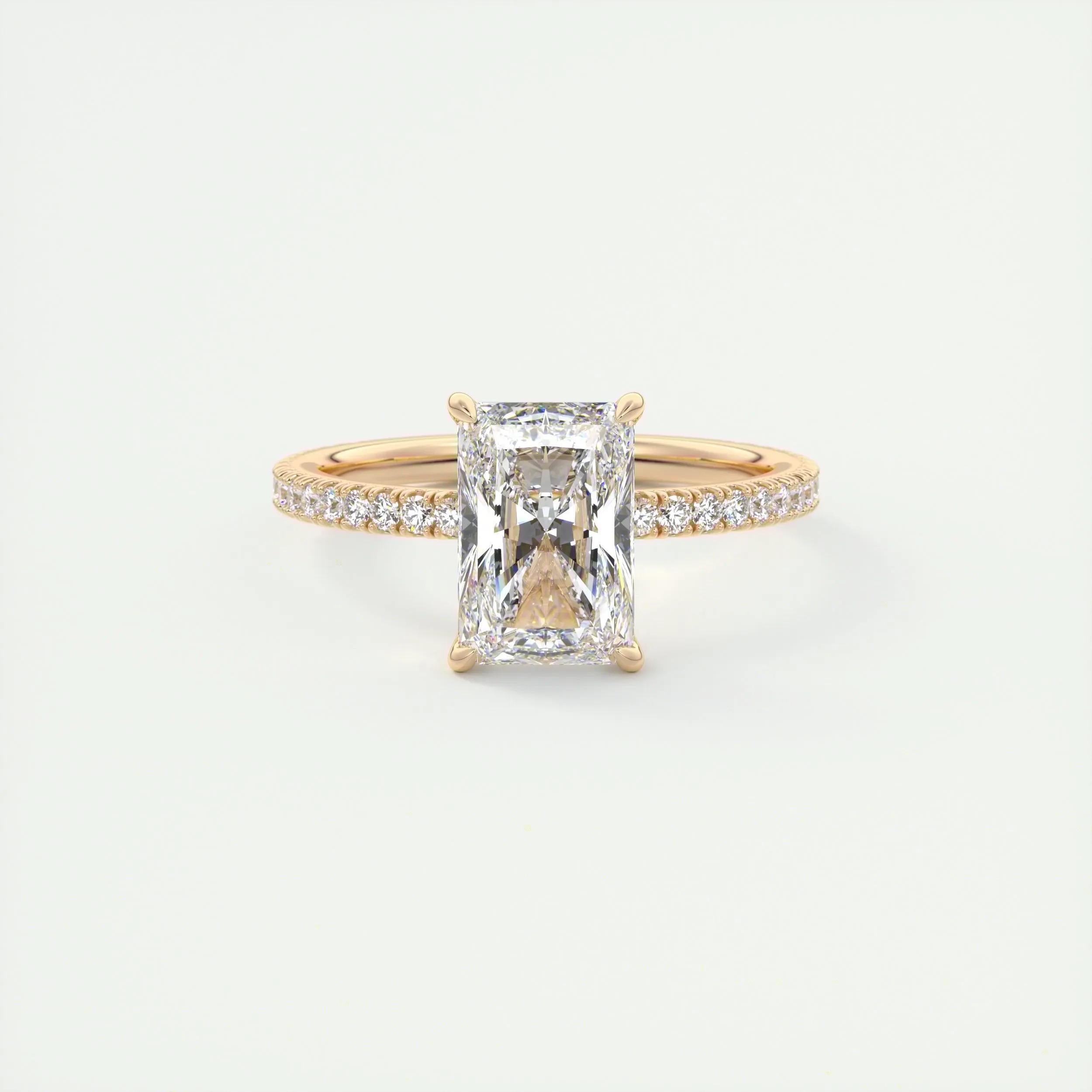 2.10 CT Radiant Cut Pave Style Moissanite Engagement Ring 16
