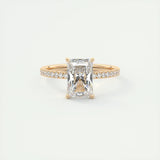 2.10 CT Radiant Solitaire Pave Moissanite Engagement Ring 16