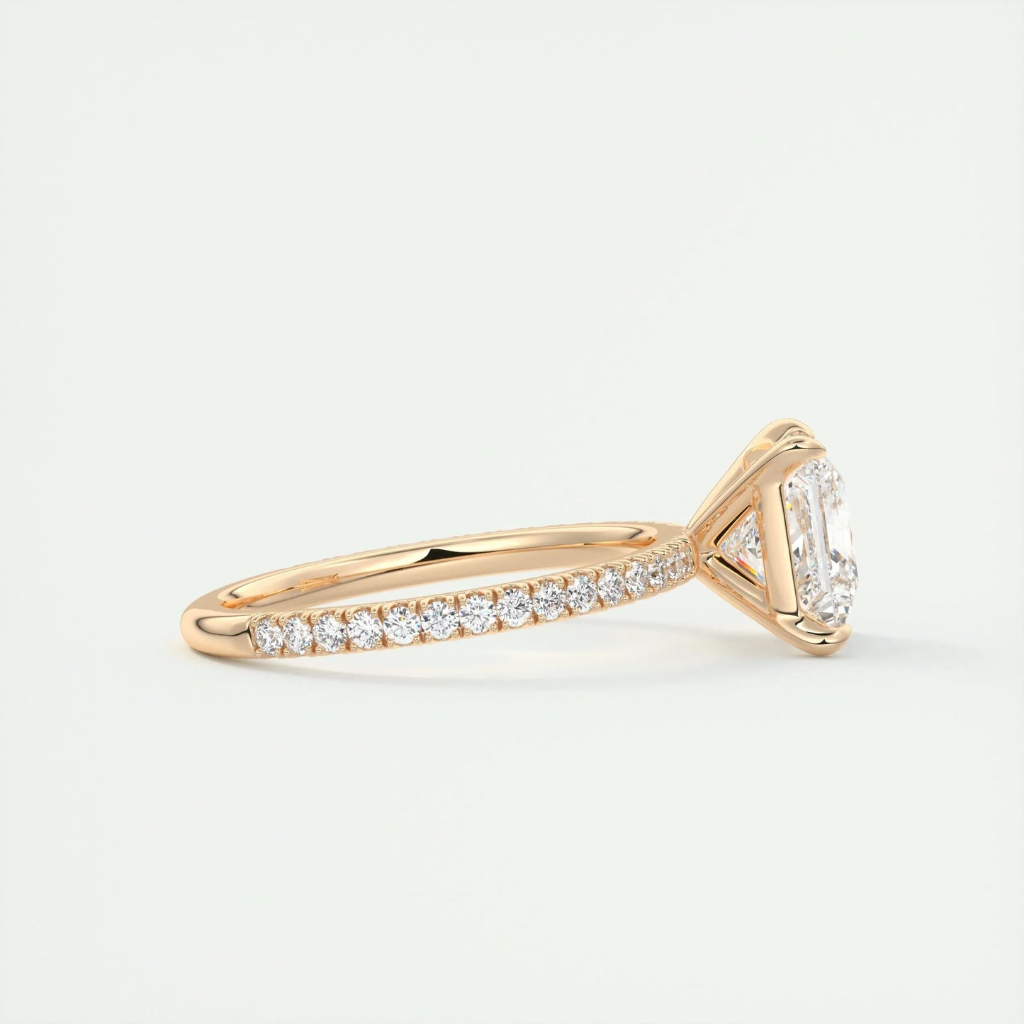 2.08 CT Princess Cut Pave Moissanite Engagement Ring 16