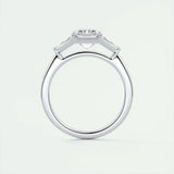 1.91 CT Emerald Cut Three Stone Moissanite Engagement Ring 8