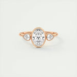 1.91 CT Oval Cut Bezel 3 Stone Moissanite Engagement Ring 16