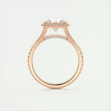 2.0 CT Round Halo Split Shank Moissanite Engagement Ring 18