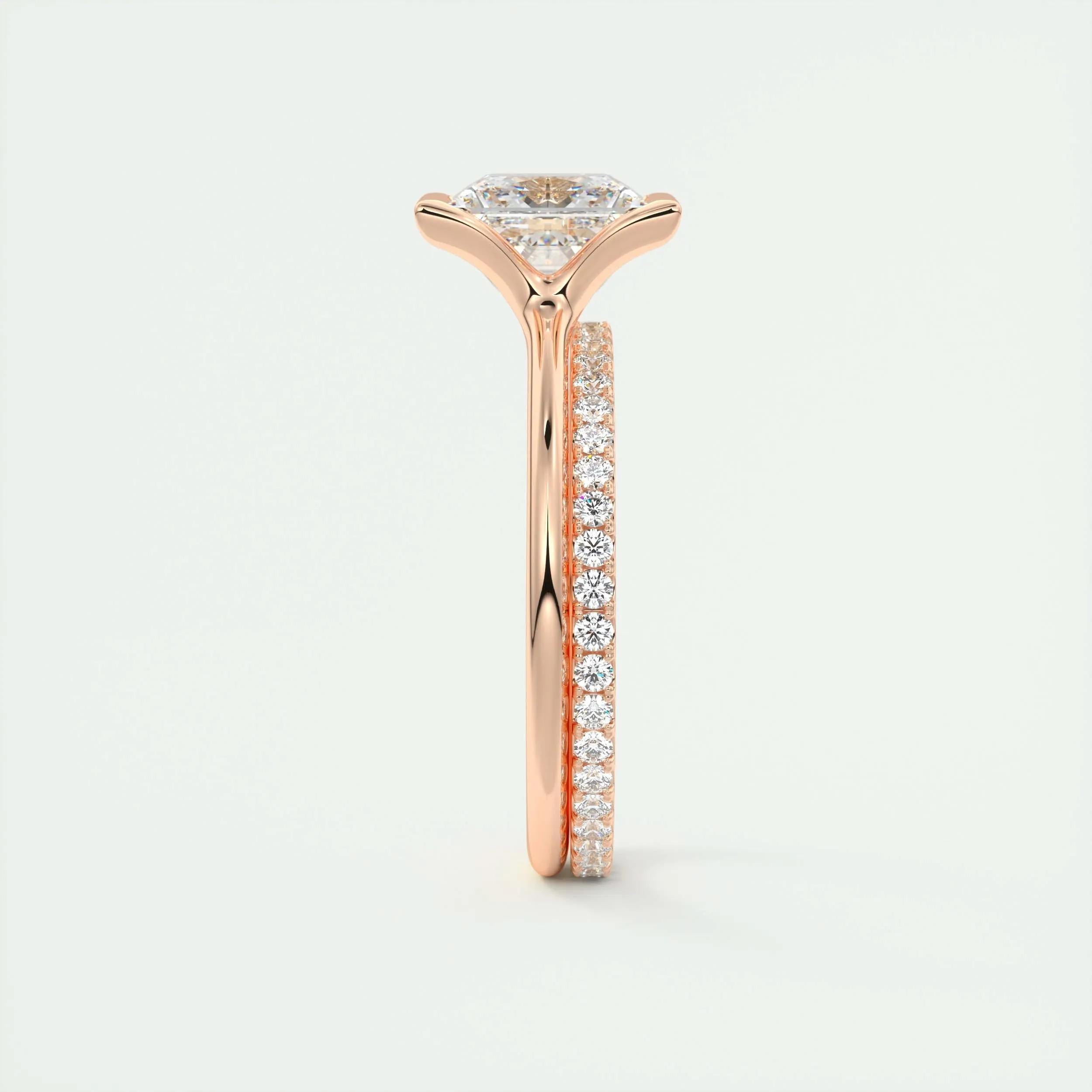 2.08 CT Princess Solitaire Half Bezel Moissanite Engagement Ring 16