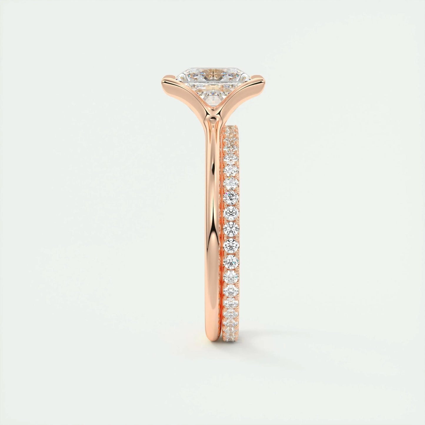 2.08 CT Princess Solitaire Half Bezel Moissanite Engagement Ring 16