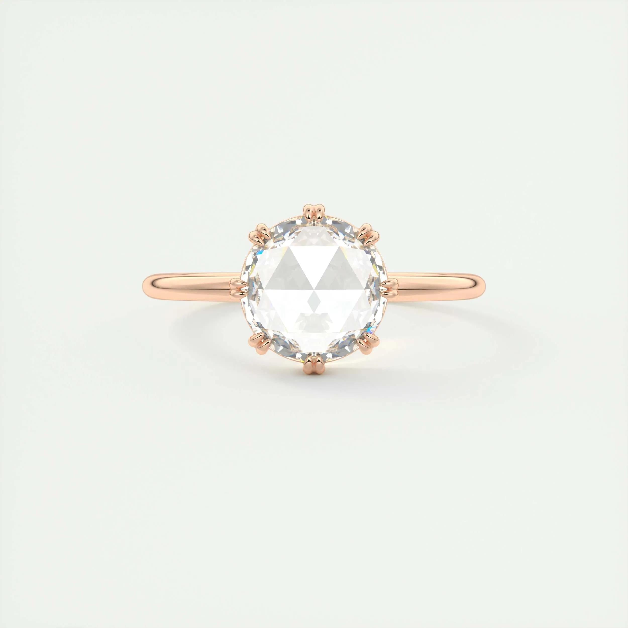 1.47 CT Round Rose Cut  Solitaire Double Prong Moissanite Engagement Ring 16