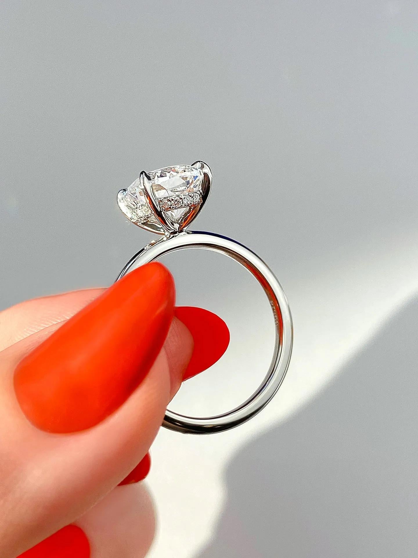 2.15 CT Cushion Hidden Halo Moissanite Engagement Ring 24