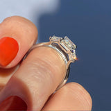 1.91 CT Emerald Cut Three Stone Moissanite Engagement Ring 24