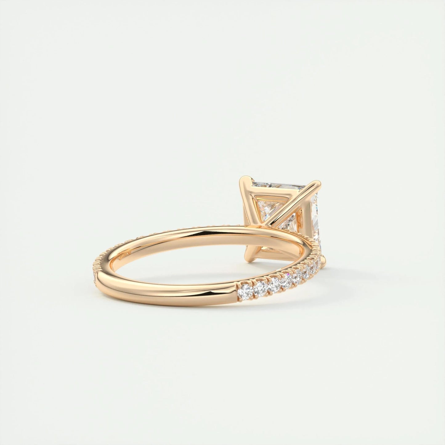2.08 CT Princess Cut Pave Moissanite Engagement Ring 17