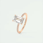 1.91 CT Emerald Cut Pave Moissanite Engagement Ring 18