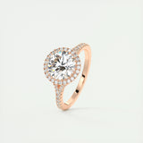 2.0 CT Round Halo Split Shank Moissanite Engagement Ring 16