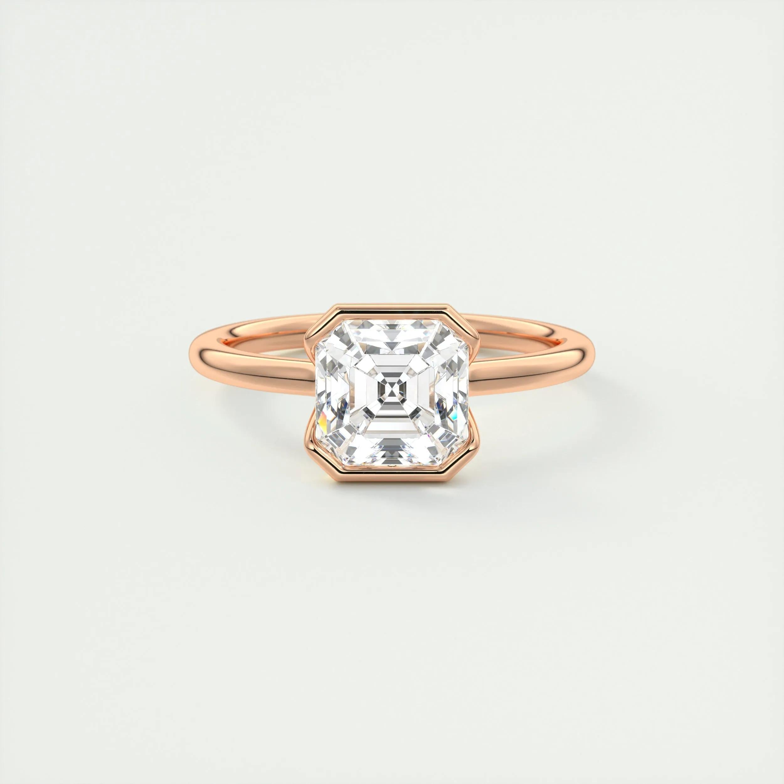 2.03 CT Asscher Half Bezel Solitaire Moissanite Engagement Ring 16