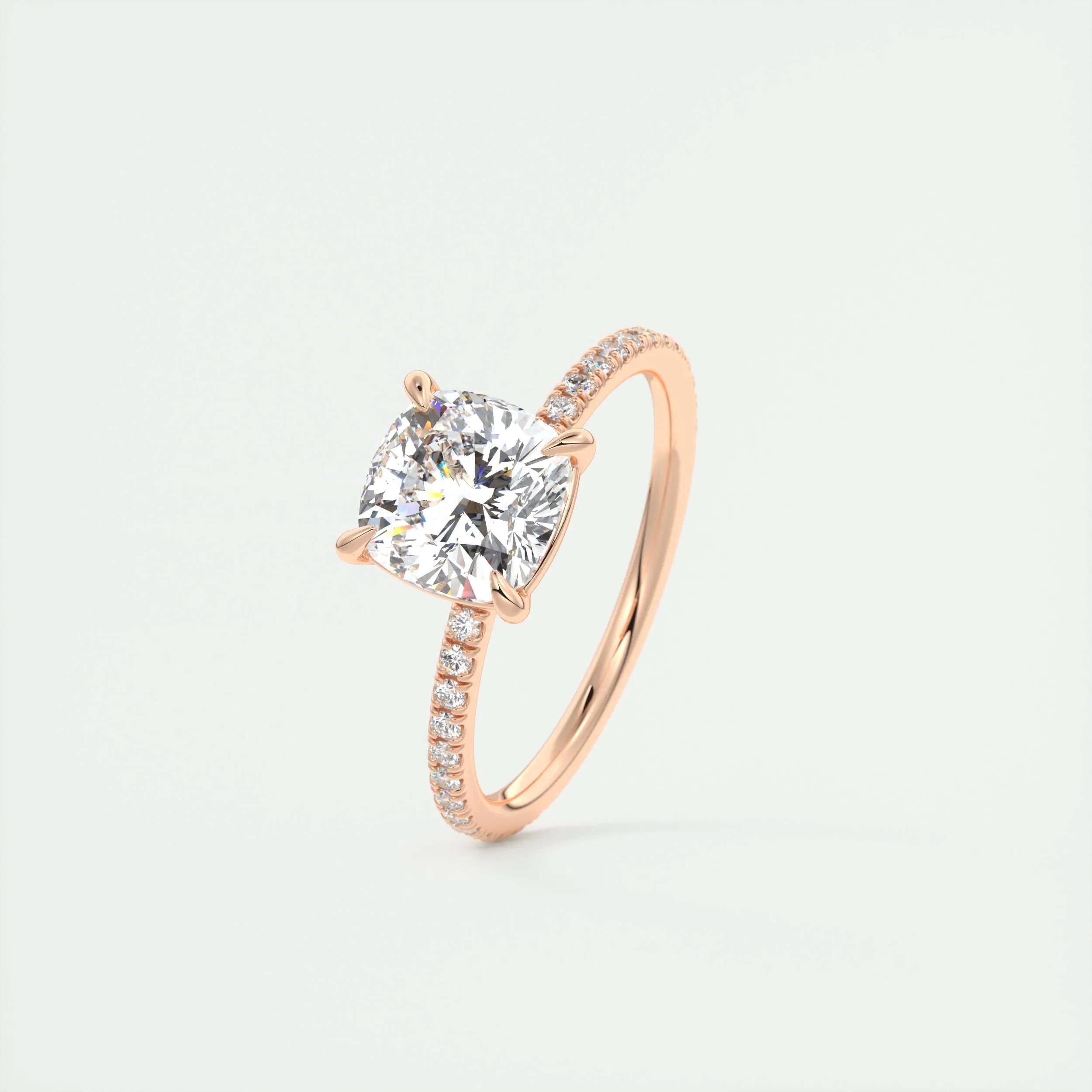 2.15 CT Cushion Cut Pave Moissanite Engagement Ring 18