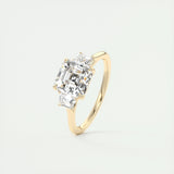 2.03 CT Asscher Cut Three Stone Moissanite Engagement Ring 12