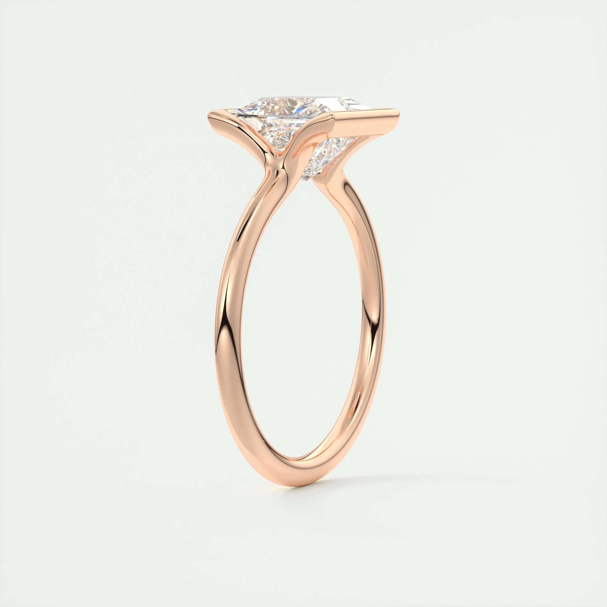 2.08 CT Princess Solitaire Half Bezel Moissanite Engagement Ring 17