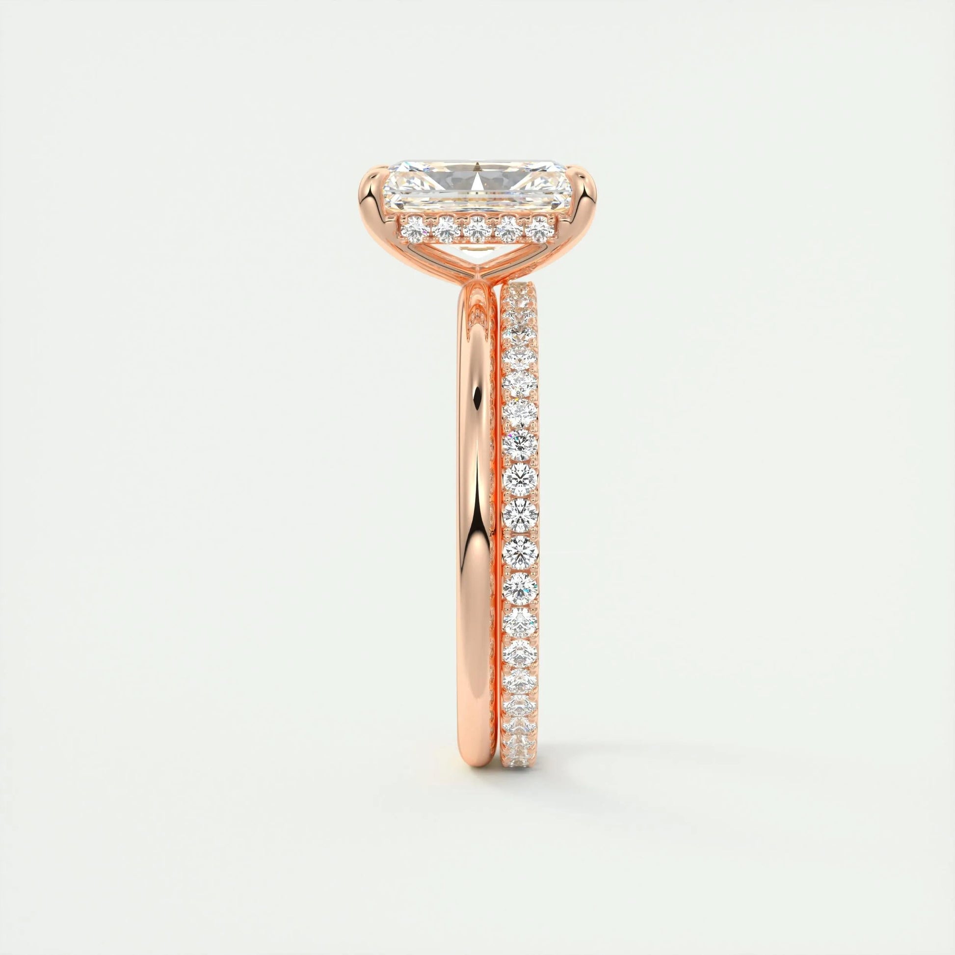 2.10 CT Radiant Hidden Halo Moissanite Engagement Ring 19