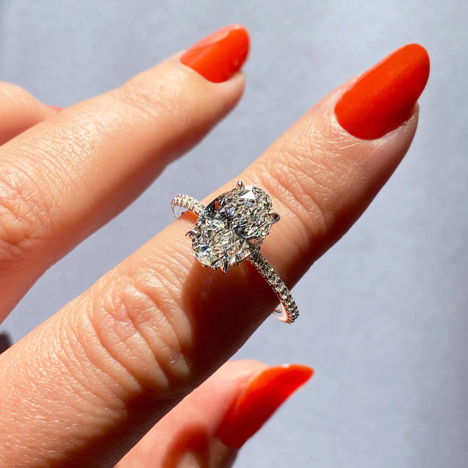 1.91 CT Oval Cut Pave Moissanite Engagement Ring 24