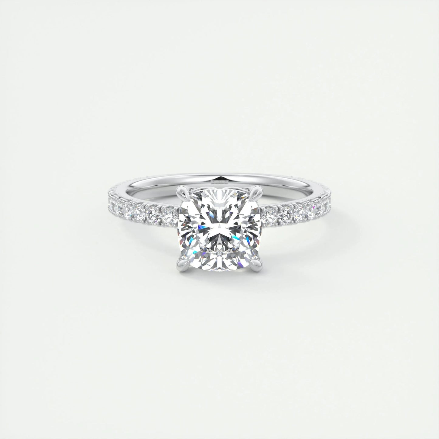 
                  
                    2.15 CT Cushion Cut Solitaire Pave Moissanite Engagement Ring 1
                  
                