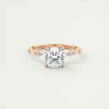 2.15 CT Cushion Cut Pave Moissanite Engagement Ring 15