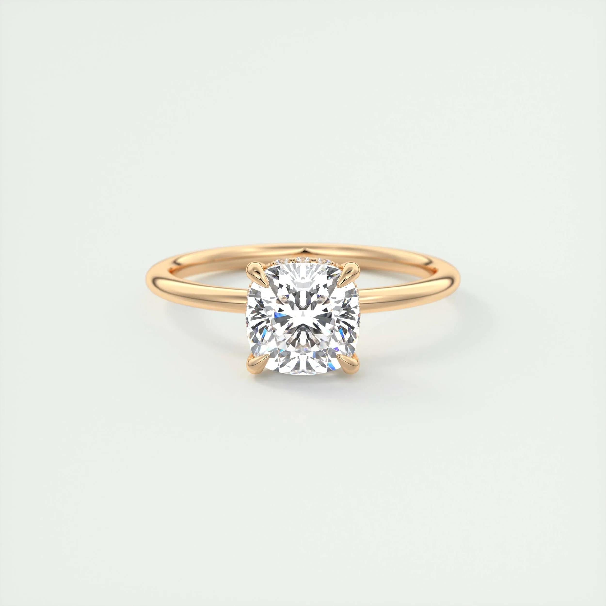 2.15 CT Cushion Hidden Halo Moissanite Engagement Ring 15