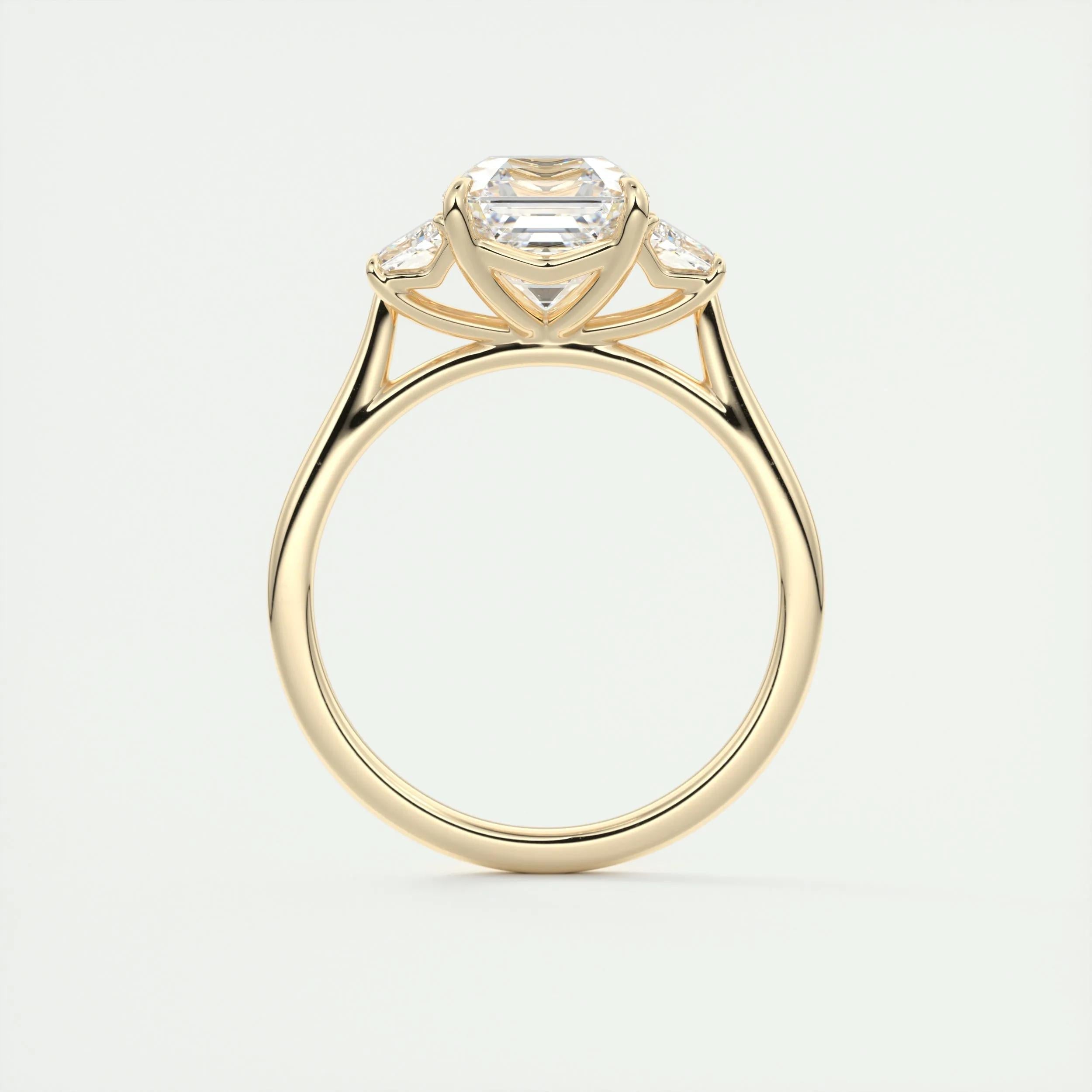 2.03 CT Asscher Cut Three Stone Moissanite Engagement Ring 15