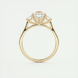 2.03 CT Asscher Cut Three Stone Moissanite Engagement Ring 15