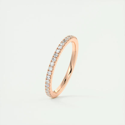 0.18 Round Minimalist Half Eternity Moissanite Bridal Wedding Band 11