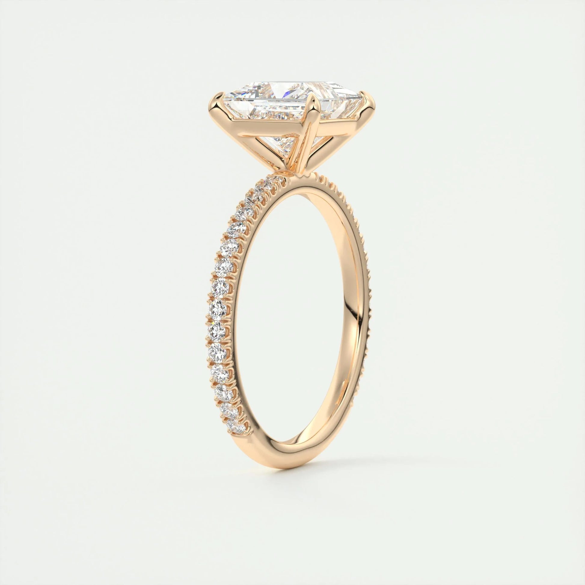 2.08 CT Princess Cut Pave Moissanite Engagement Ring 20