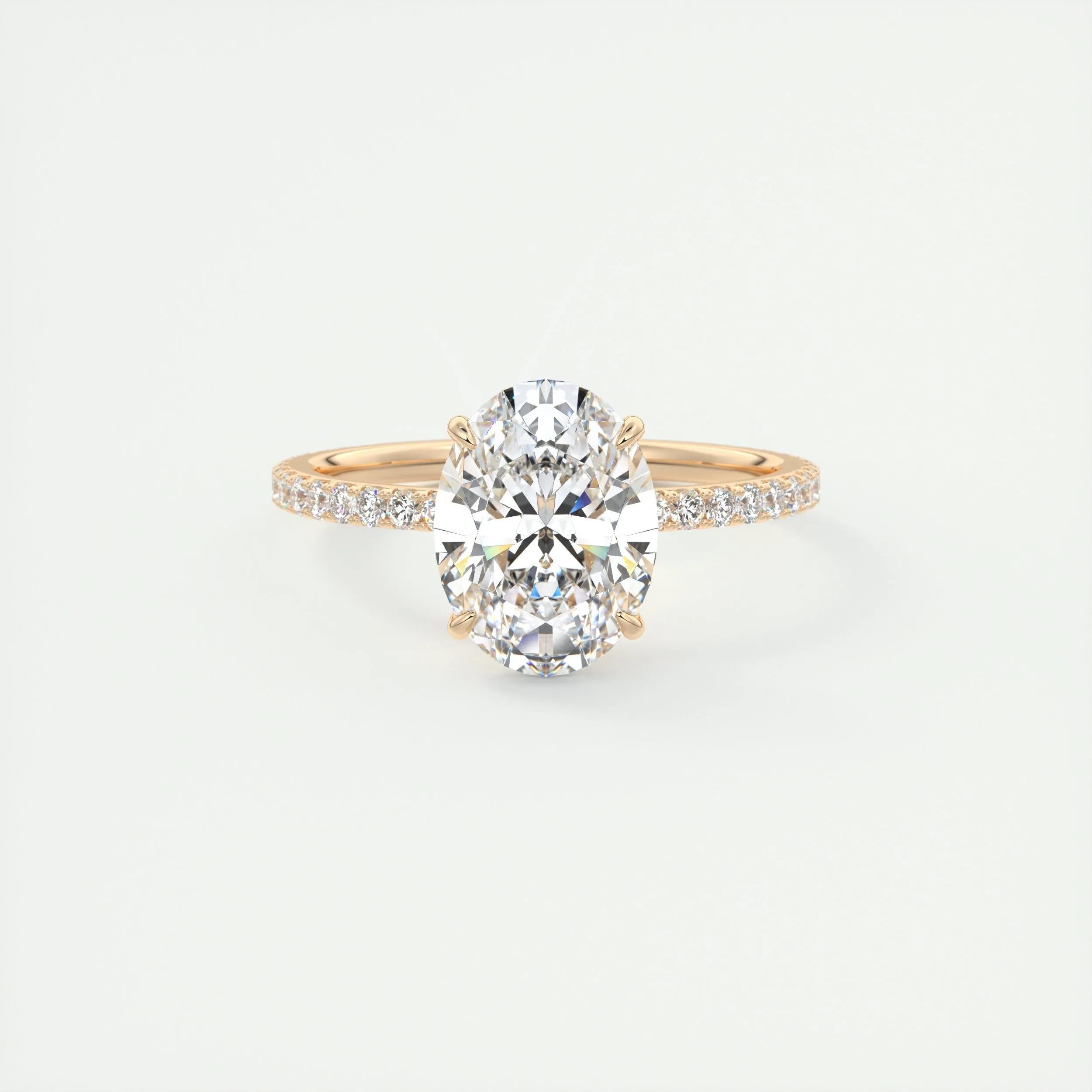 1.91 CT Oval Cut Pave Moissanite Engagement Ring 16