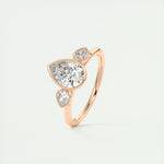 1.33 CT Pear Bezel 3 Stone Moissanite Engagement Ring 18