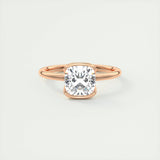 2.15 CT Cushion Half Bezel Solitaire Moissanite Engagement Ring 16