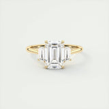 1.91 CT Emerald Cut Three Stone Moissanite Engagement Ring 20